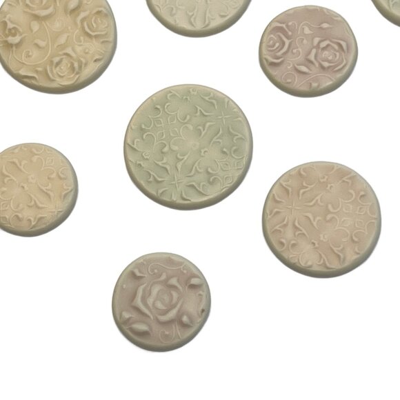 14 Magnets Floral Rose Lace Handmade Polymer Clay Multicolor Muted Pastel - Picture 3 of 8